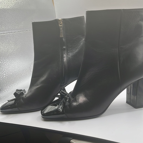 Kate Spade Odelia Black/Nappa & Blk Patent Boot Sz 6.5 made in Italy Preloved - Picture 3 of 5